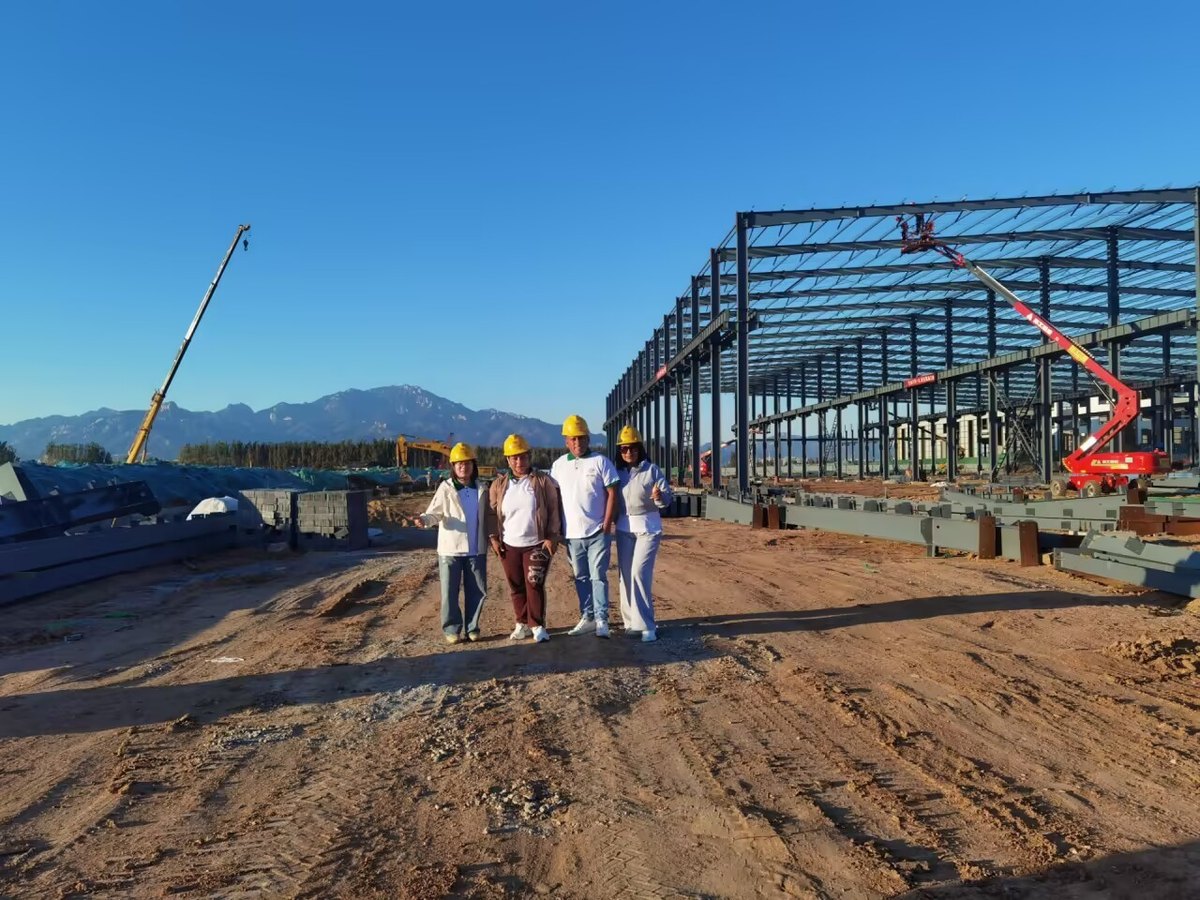 Peruvian forklift dealer team at the new Tavol workshop under construction