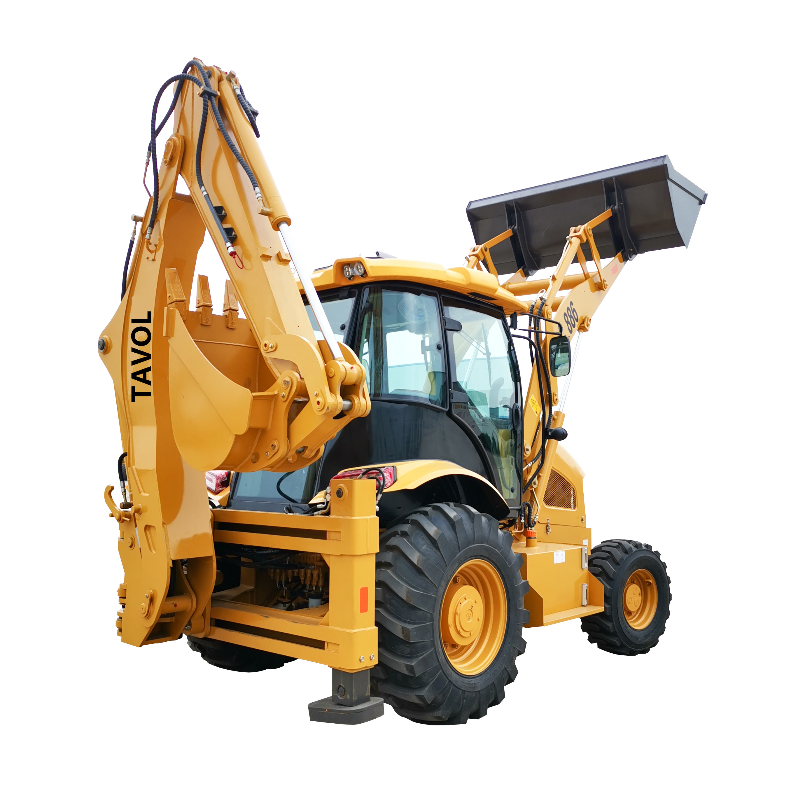 TAVOL 4-wheel steer 2.5 ton 388H ROPS with A/C small backhoe loader with competitive price.