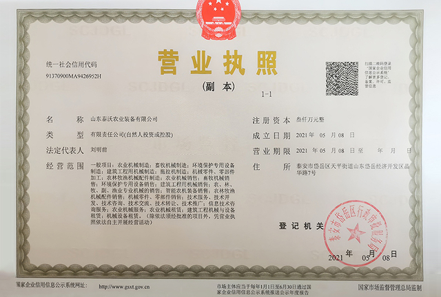 Taian Famous Brand Certificate